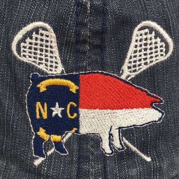 NC Cackalax Pig Hat Distressed Denim SnapBack Baseball Cap - Picture 3 of 11